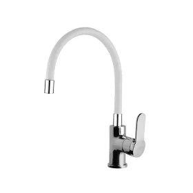   NewArc DOMINO álló mosogató csaptelep króm - FEHÉR flexibilis kifolyócsővel