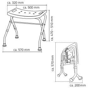   Sapho RIDDER Fürdőszobai szék, összehajtható, fehér (A0050301)