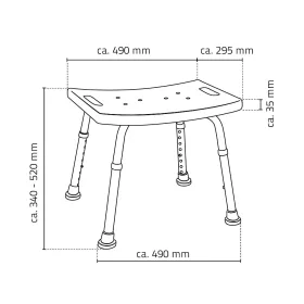   Sapho RIDDER Fürdőszobai szék, állítható magasság (34-52cm), max.100kg, fehér (A00601101)