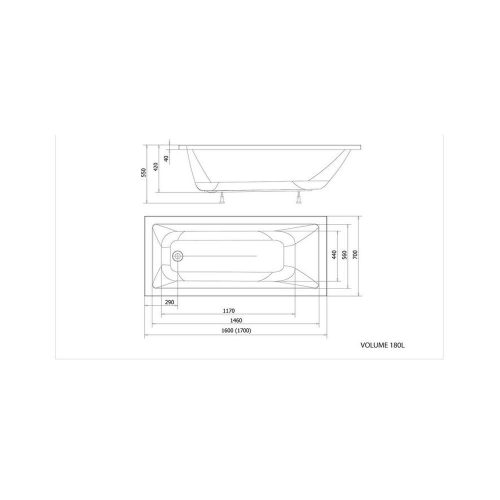Aqualine-Sapho DOUBRAVA kád, láb nélkül, 160x70x42cm, akril (A1670)