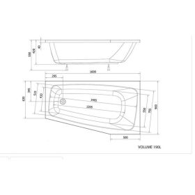   Aqualine-Sapho BEROUNKA kád, láb nélkül, balos 160x90x42cm, akril (A1690)