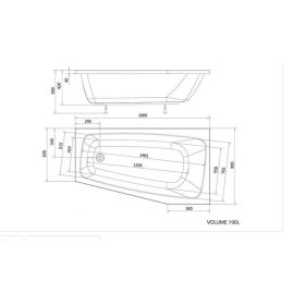   Aqualine-Sapho BEROUNKA kád, láb nélkül, jobbos 160x90x42cm, akril (A1691)