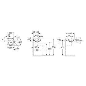 Roca MERIDIAN sarokmosdó 35x35cm A32724C000