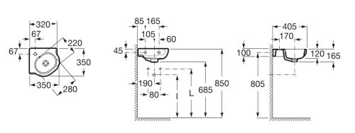 Roca MERIDIAN sarokmosdó 35x35cm A32724C000