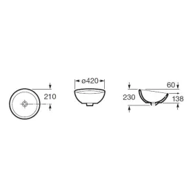   Roca BOL pultra szerelhető mosdó d42/13,8-23cm, porcelán, csaplyuk nélkül (A327876000)