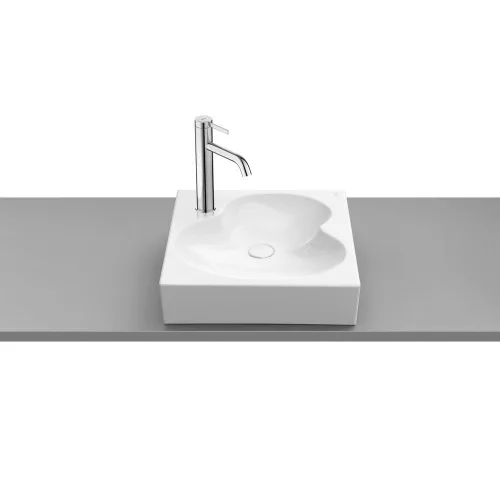 Roca OHTAKE mosdó pultra 41x41/10,5cm, porcelán, fehér, bal csaplyukas, (A327A14000)