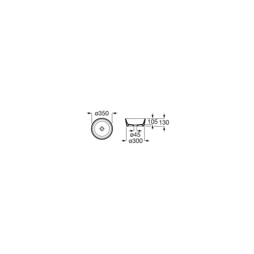 Roca OPTICA mosdó pultra tehető d35/13cm fehér, csaplyuk és túlfolyó nélkül (A327B15000)