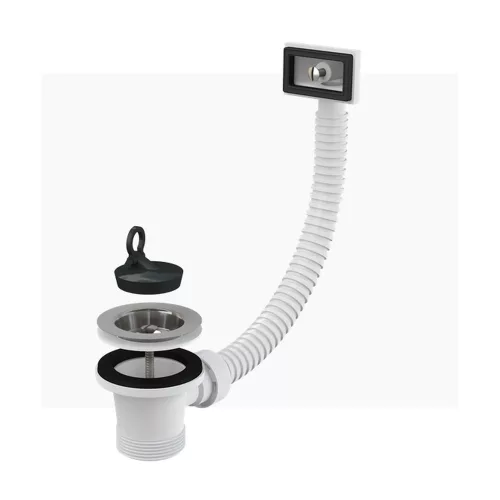 ALCA mosogató leeresztő 6/4", rozsdamentes ráccsal DN70, flexibilis túlfolyóval (A331)