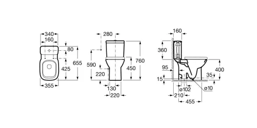 Roca DEBBA monoblokkos WC alsó kifolyású A342998000