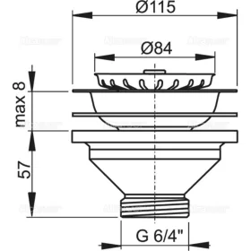   ALCA Mosogató leeresztő 6/4", rozsdamentes ráccsal DN115 (A37)