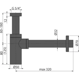 ALCA DESIGN mosdószifon DN32, FEKETE-matt (A400BLACK)
