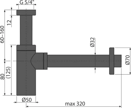 ALCA DESIGN mosdószifon DN32, FEKETE-matt (A400BLACK)