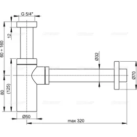 ALCA DESIGN mosdószifon DN32 fém, kerek (A400)