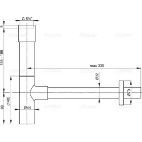 ALCA DESIGN mosdószifon DN32, krómozott réz (A402)