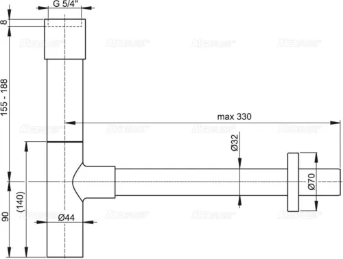 ALCA DESIGN mosdószifon DN32, krómozott réz (A402)