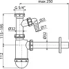 ALCA mosdószifon DN32 csatlakozóval, 5/4" hollanderrel (A430P)