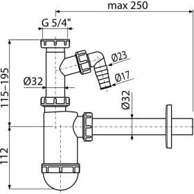   ALCA mosdószifon DN32 csatlakozóval, 5/4" hollanderrel (A430P)