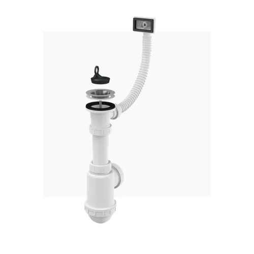 ALCA mosogató szifon rozsdamentes leeresztővel DN70, flexibilis túlfolyóval (A444-DN50/40)