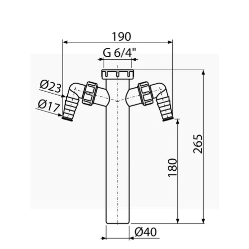ALCA kötőcső 6/4" hollanderrel, két csatlakozóval, mosogató szifonhoz (A44M-DN40)