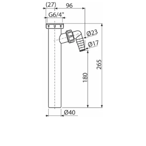 ALCA kötőcső 6/4" hollanderrel, csatlakozóval, mosogató szifonhoz (A44MS-DN40)