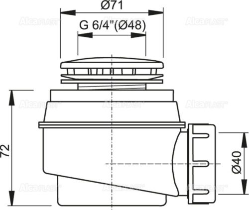 ALCA Zuhanytálca szifon króm fedővel, d50mm (A47CR-50)