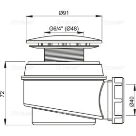 ALCA Zuhanytálca szifon króm fedéllel, d60mm (A47CR-60)