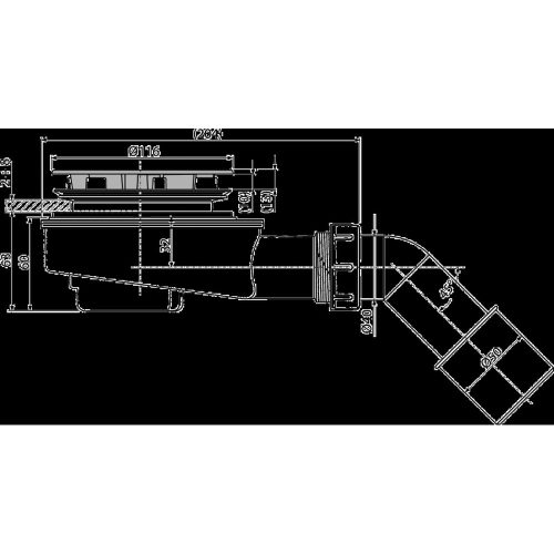 ALCA Zuhanytálca szifon d90mm, csökkentett magasságú, króm fedlappal (A491CR)