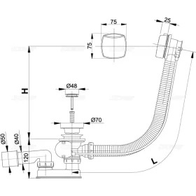   ALCA Automata kád le- és túlfolyó szifonnal, 800mm, KRÓM (A51CR-80)