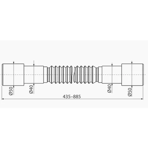 ALCA flexibilis bekötőcső 50/40x40/50 435-885mm (A720 Jollyflex)