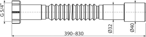 ALCA Flexibilis bekötőcső 5/4"×32/40, 390-830mm (A750 Jollyflex)