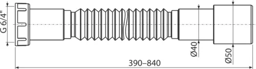 ALCA Flexibilis bekötőcső 6/4"x40/50, 390-840mm (A770 Jollyflex)