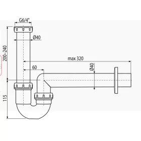 ALCA mosogató csőszifon 6/4" hollanderrel (A80-DN40)
