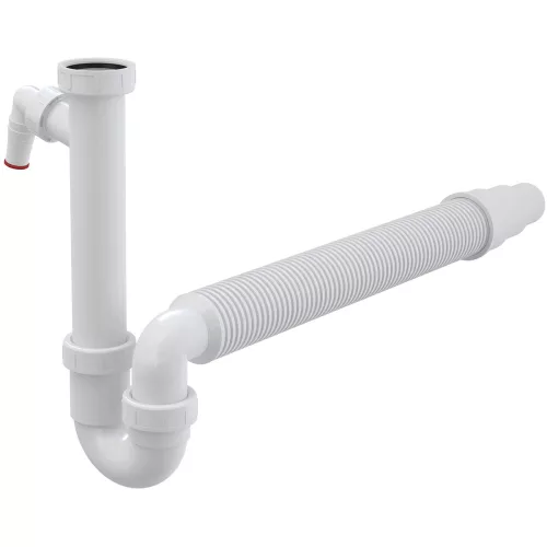 ALCA mosogató csőszifon 6/4" hollanderrel, csatlakozóval és flexibilis csővel (A82-DN50/40)