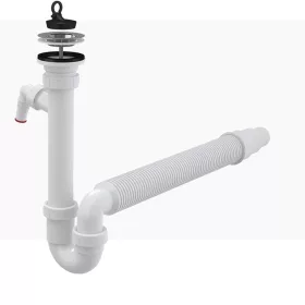   ALCA mosogató csőszifon leeresztő ráccsal DN70 és csatlakozóval, flexibilis csővel (A830-DN50/40)