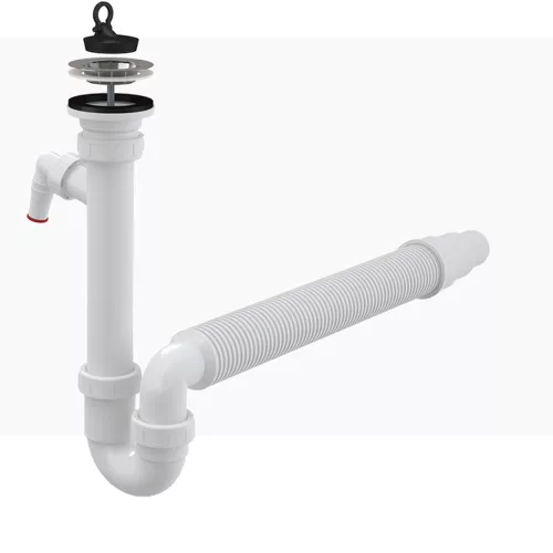 ALCA mosogató csőszifon leeresztő ráccsal DN70 és csatlakozóval, flexibilis csővel (A830-DN50/40)