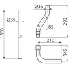 ALCA öblítőcső WC tartályhoz DN35 3 részes (A950)