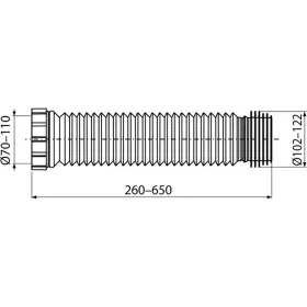   ALCA WC csatlakozó flexibilis d110mm, 260-645mm hosszú (A97L)