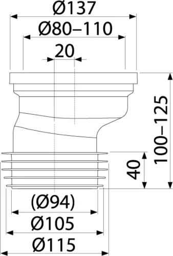 ALCA excentrikus csatlakozó WC-hez 20mm eltolással (A991-20)
