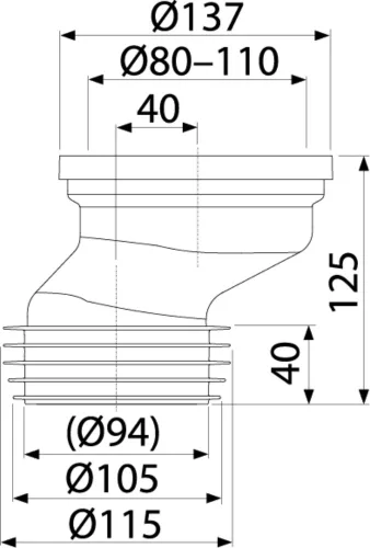 ALCA excentrikus csatlakozó WC-hez 40 mm eltolással (A991-40)