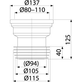ALCA WC csatlakozó közvetlen (egyenes) d110mm (A991)
