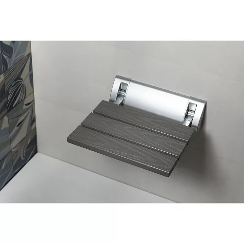 Aqualine-Sapho felhajtható zuhanyülőke 32x23cm, max:160kg, szürke WPC (AE236GR)