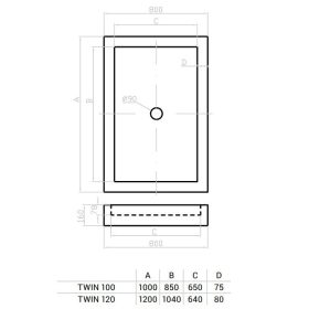   Favorit TWIN zuhanytálca szögletes aszimmetrikus - szaniter akril - 120 x 80 cm