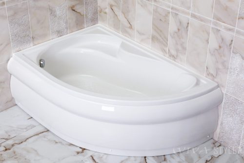 Favorit SIESTA L aszimmetrikus szaniter akril kád BALOS előlappal - állvánnyal 150 x 100 cm