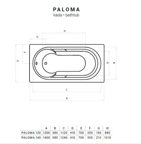 Favorit PALOMA szaniter akril kád 140 x 70 cm