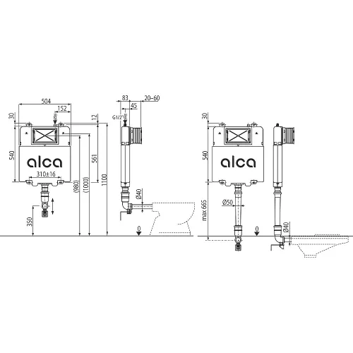 ALCA Basicmodul SLIM WC tartály falsík alatti, befalazáshoz (AM1112)