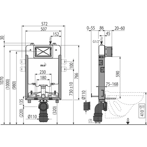 ALCA Renovmodul SLIM WC tartály falsík alatti, befalazáshoz (AM1115/1000)