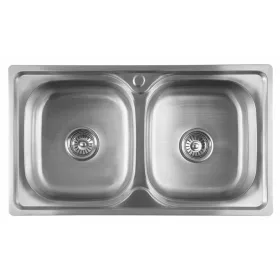   Aqualine-Sapho rozsdamentes mosogatótálca 2 medencés, 81x45/18cm (AQ8146B)