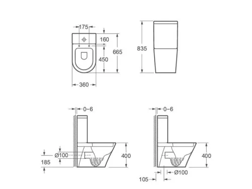AREZZO design INDIANA kombi wc Rimless alsó/hátsó kifolyású AR-102BR (2 doboz)