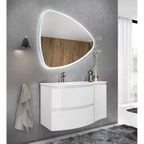 SaviniDue ARMONIA 105 mosdó BAL oldali medencével, műmárvány, fényes FEHÉR  (AR-105-WB-SX-GW)