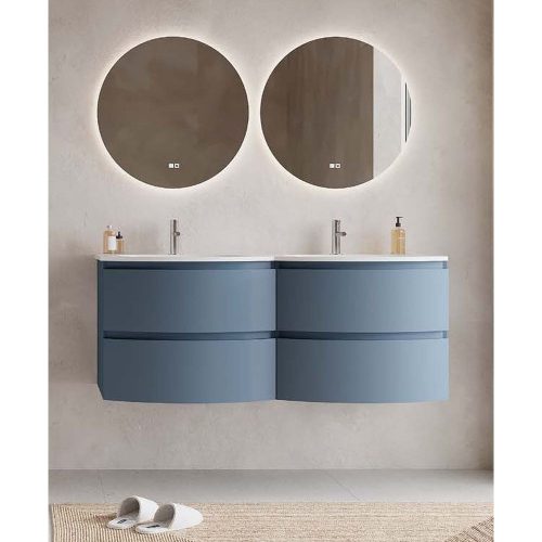 SaviniDue ARMONIA 140 mosdó DUPLA medencével, műmárvány, fényes FEHÉR (AR-140-WB-GW)